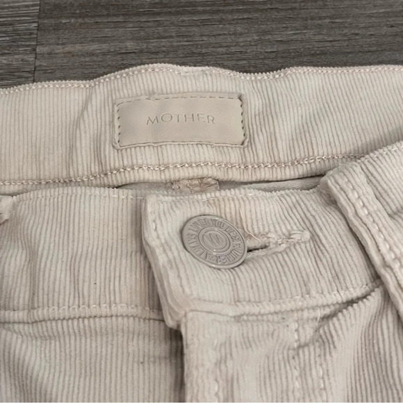 Mother Jeans Women 24‎ White Corduroy Insider Crop Step Fray Hopscotch Chalk - Picture 3 of 9